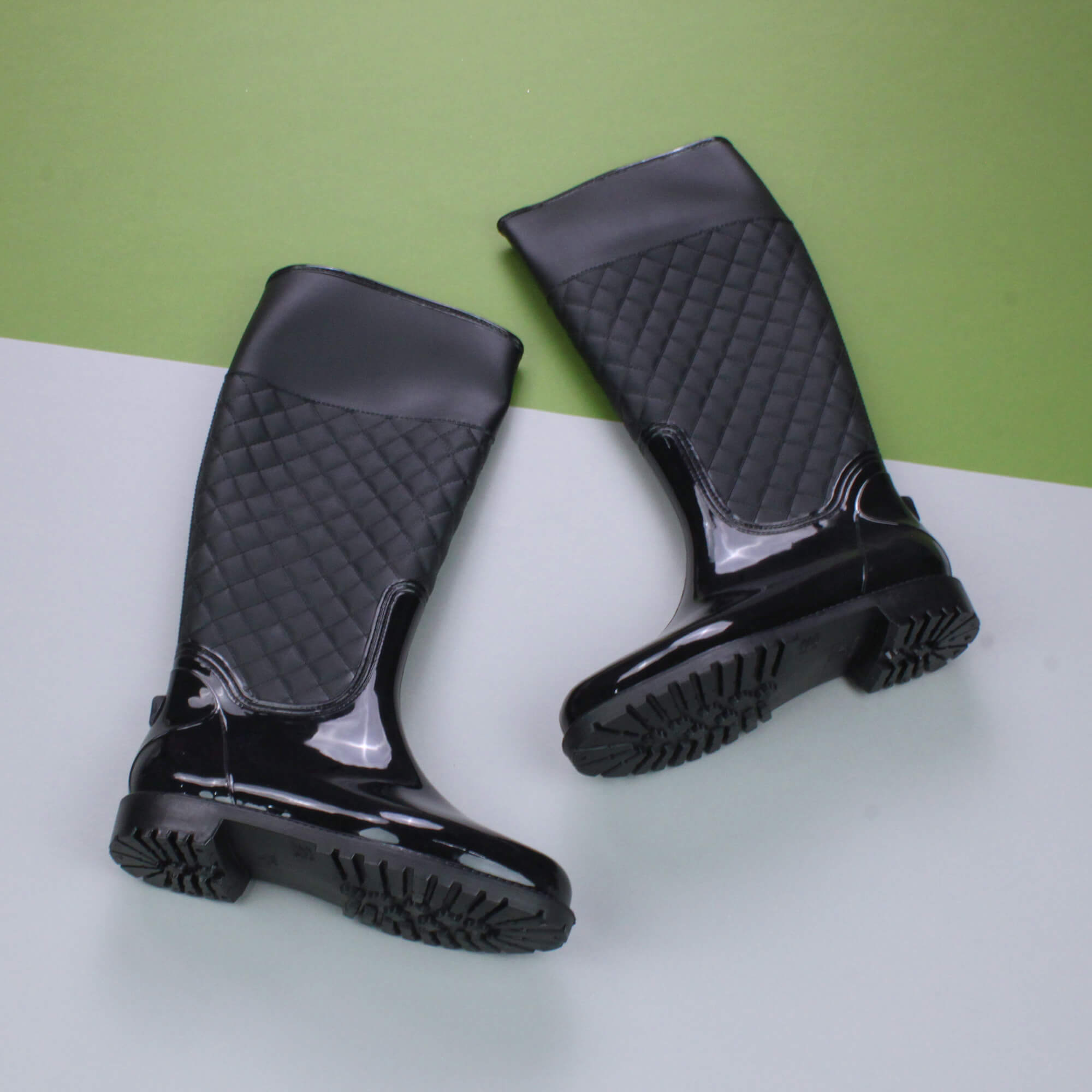 Black Festival Camping Waterproof Wellington Wellies, Image 4 of 6