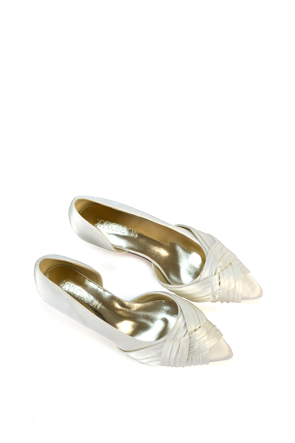 Ivory XY LONDON Ivory 'Freya' Pointed Toe Kitten Low Heel Classic Bridal Shoe Pumps, Image 6 of 6
