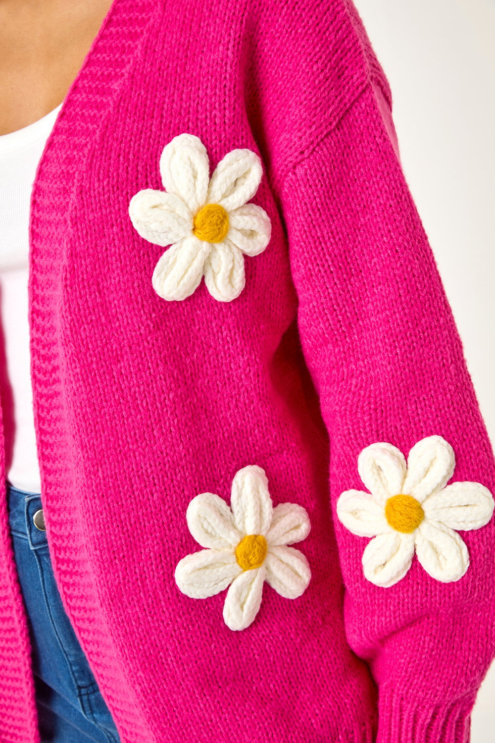 Pink Dusk Daisy Knit Cardigan, Image 6 of 5