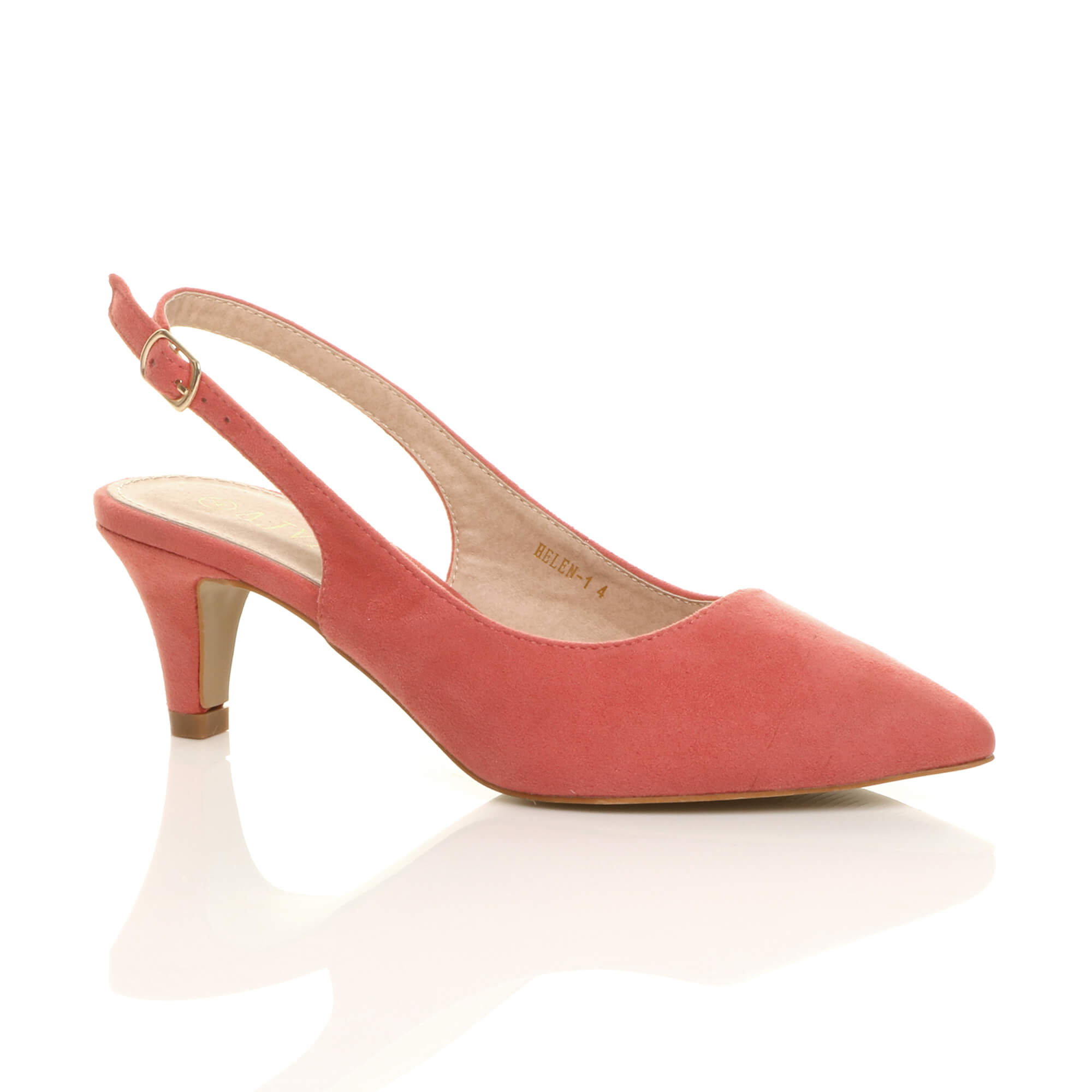 Coral AJVANI Coral Mid Heel Slingback Pointed Toe Court Shoes, Image 1 of 6