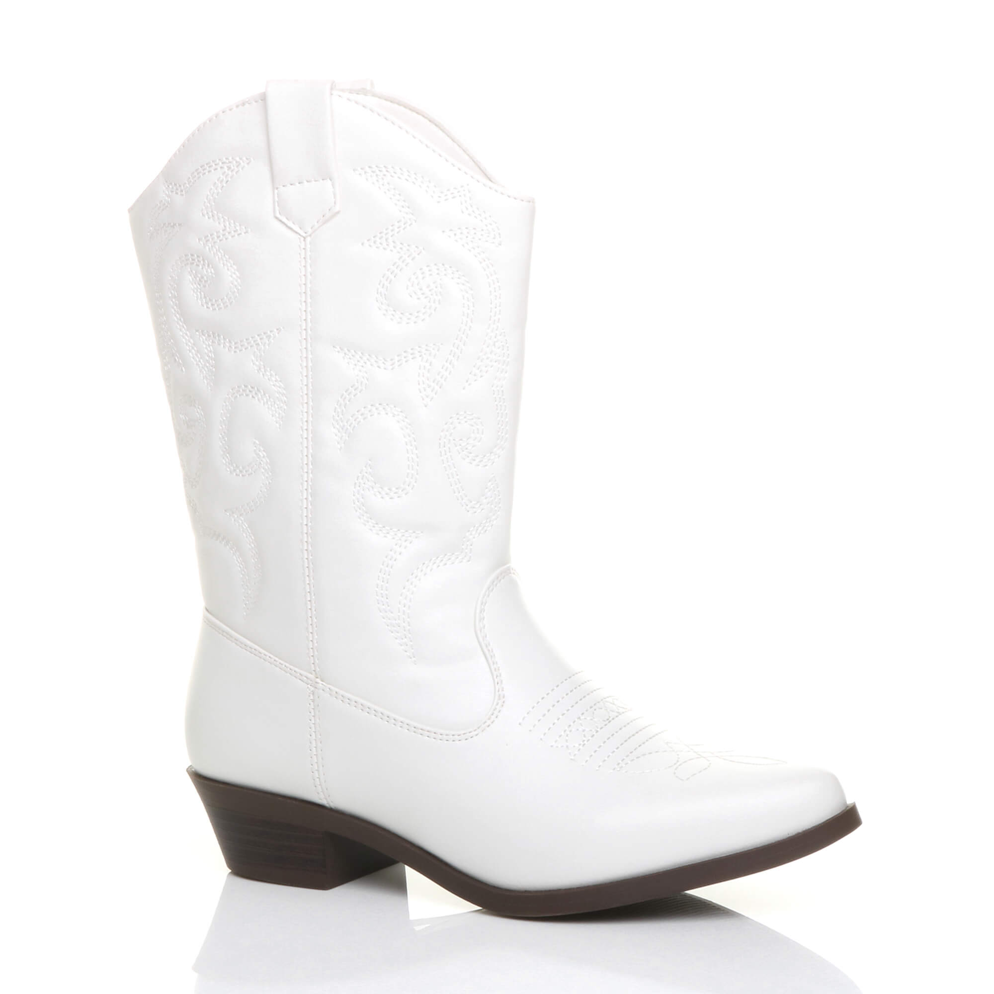 Black Low Cuban Heel Embroidered Cowboy Western Boots
