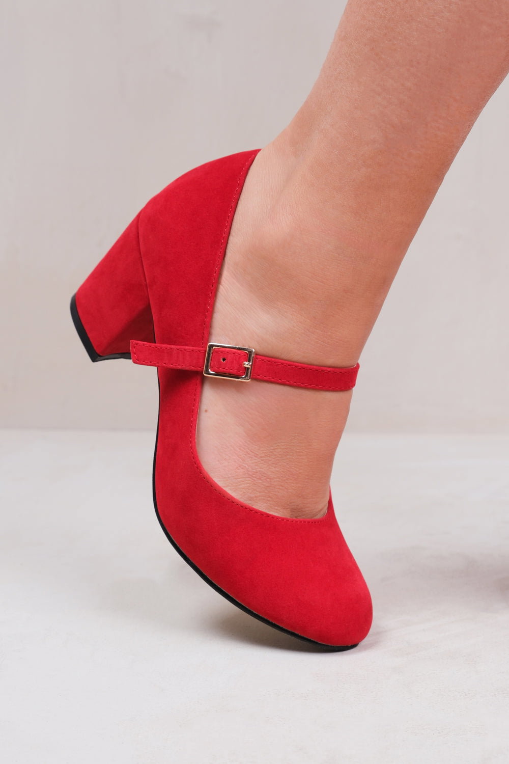 Red 'Araceli' Block Heel Mary Jane Pumps, Image 2 of 2
