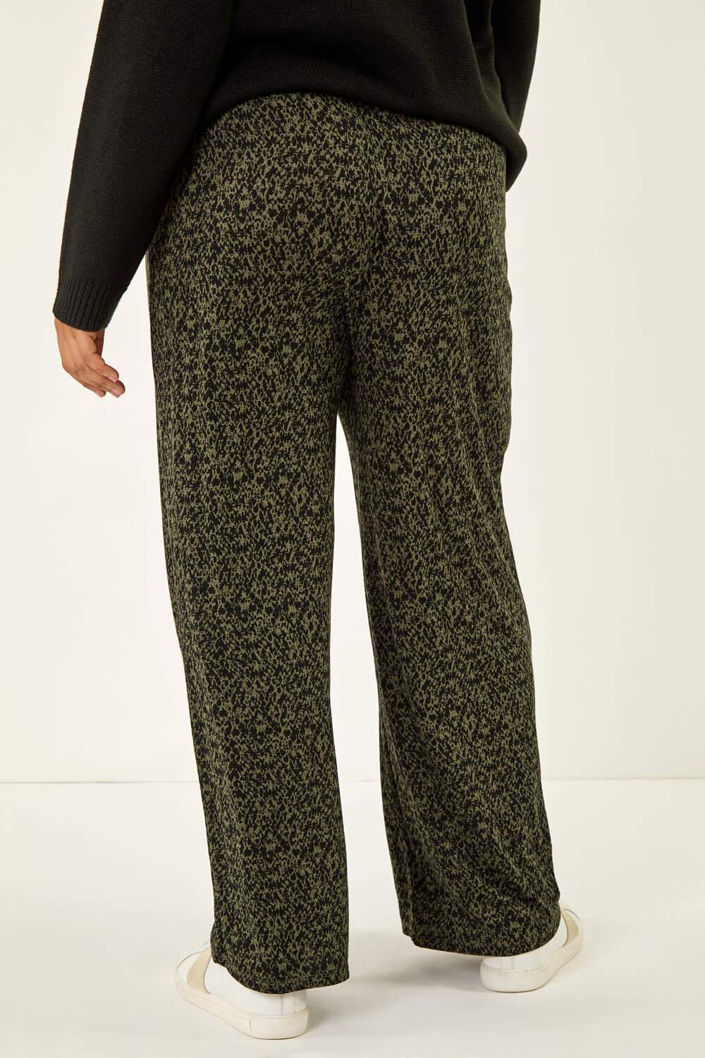 Khaki Curve Paisley Wide Leg Culottes, Image 5 of 5