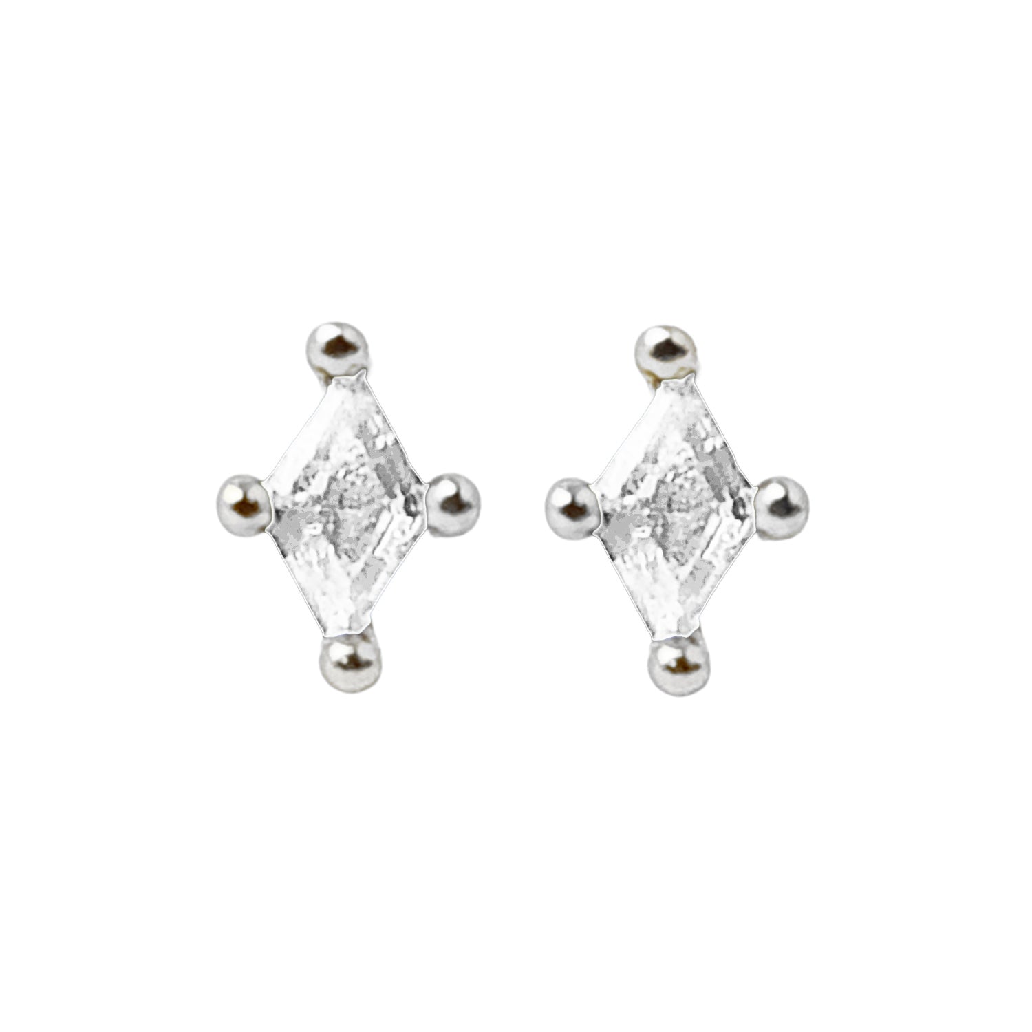 Gold Tiny Stud Diamond April Birthstone Sterling Silver Earrings, Image 1 of 1
