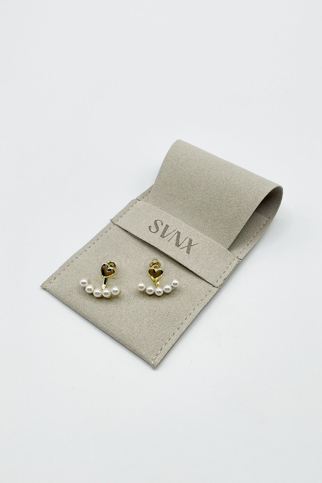 Gold Heart Pearl Earrings, Image 1 of 3