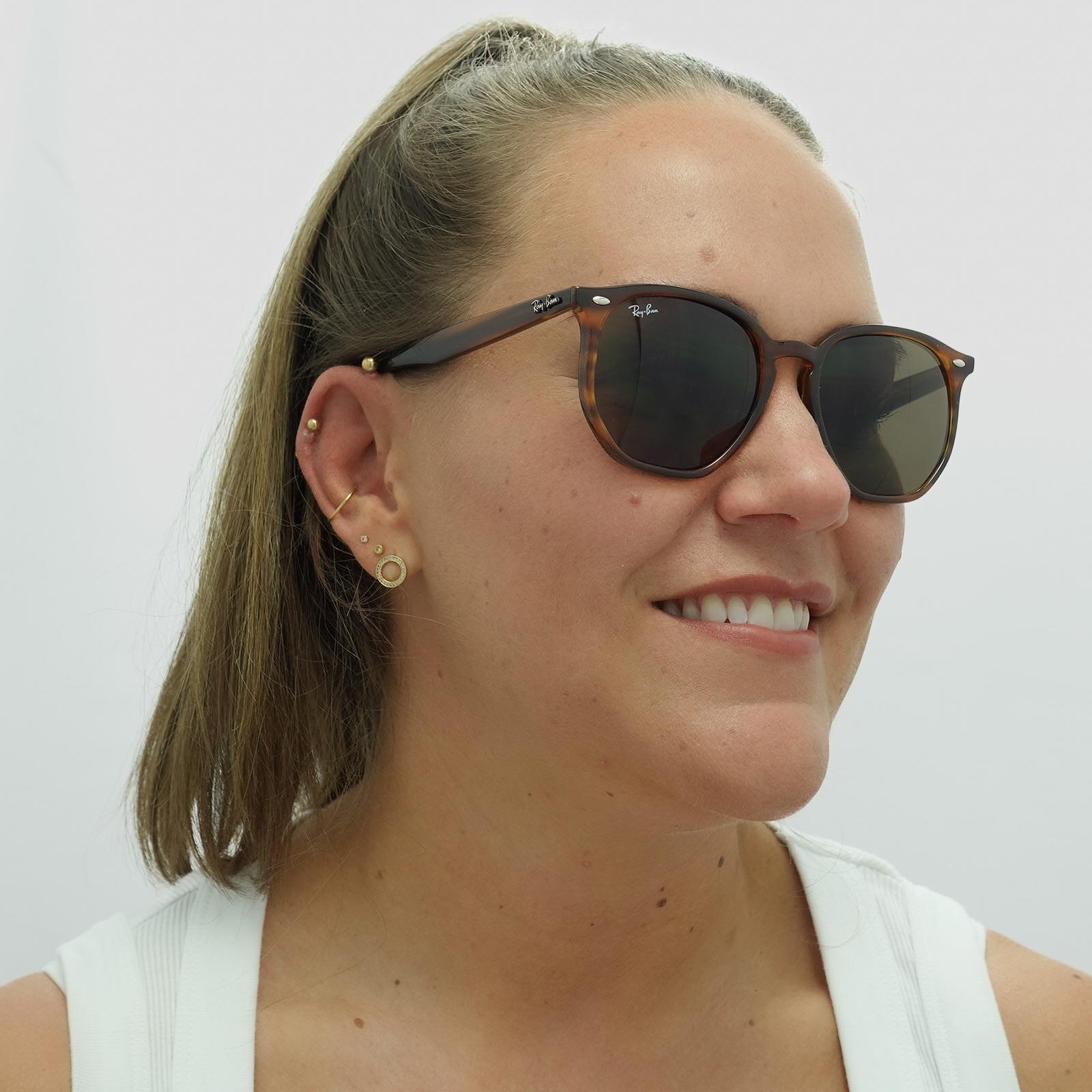 Round Striped Red Havana Dark Brown RB4306 Sunglasses, Image 5 of 6