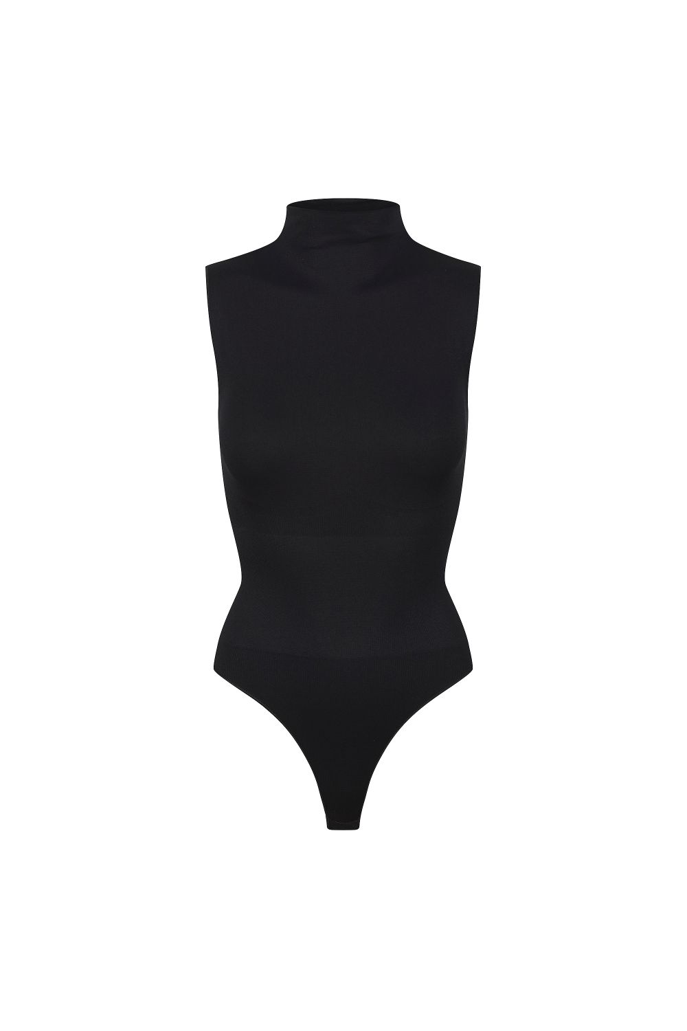 Black Sleeveless Turtleneck Sculpting Bodysuit
