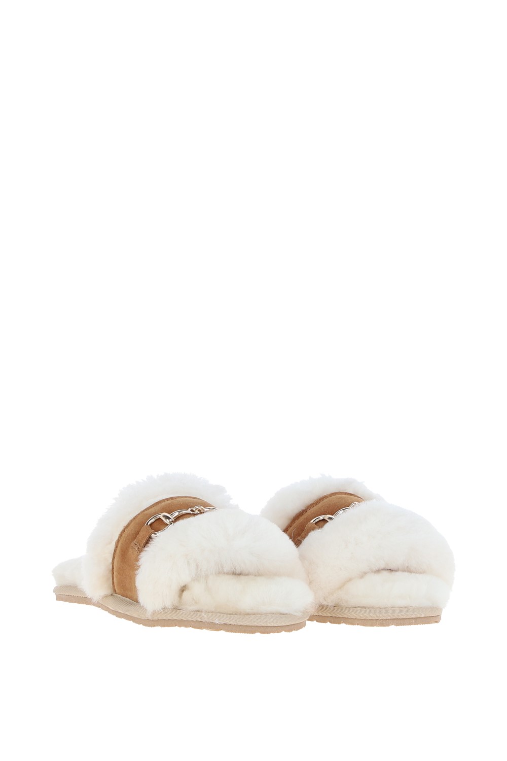 Tan Fenland England Tan 'Sophie' Sheepskin Fluffy Sliders with Suede Top, Image 2 of 4