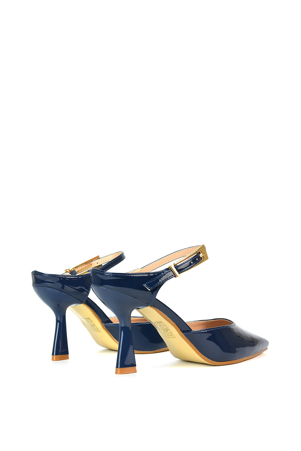 Navy XY LONDON Navy 'Daisy-May' High Heel Mules With Pointed Toe, Image 6 of 6