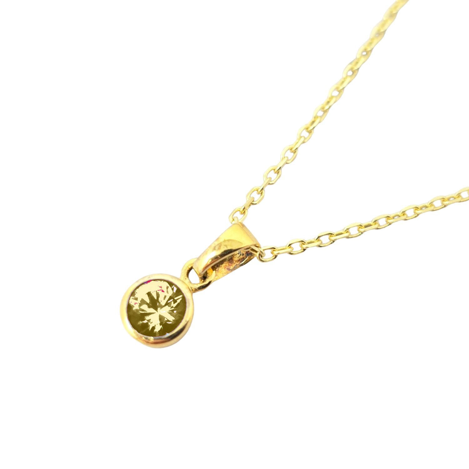 Gold Mini Round Peridot August Birthstone Pendant Necklace, Image 1 of 1