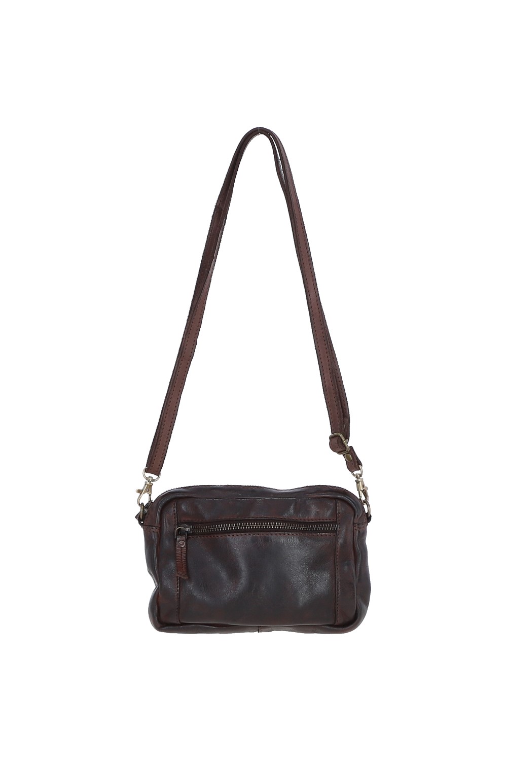 Dark Brown Real Leather Vintage Cross Body Bag, Image 2 of 5