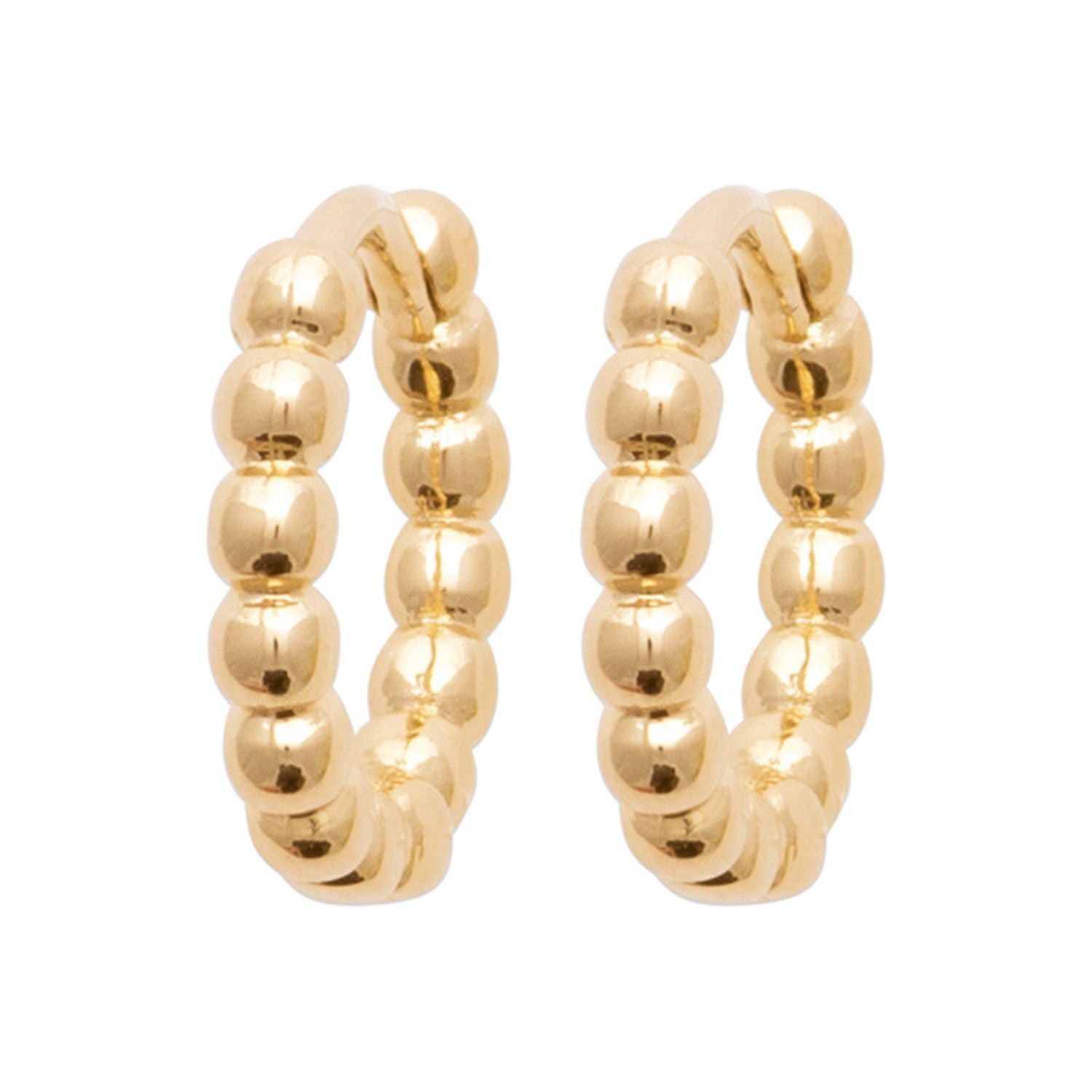 Gold 18ct Gold Plated Beaded Huggies, Image 1 of 1