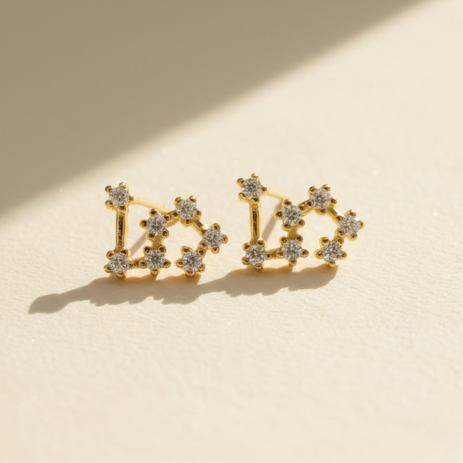 Gold Leo Star Sign Constellation Astrology Tiny Earrings, Image 4 of 5