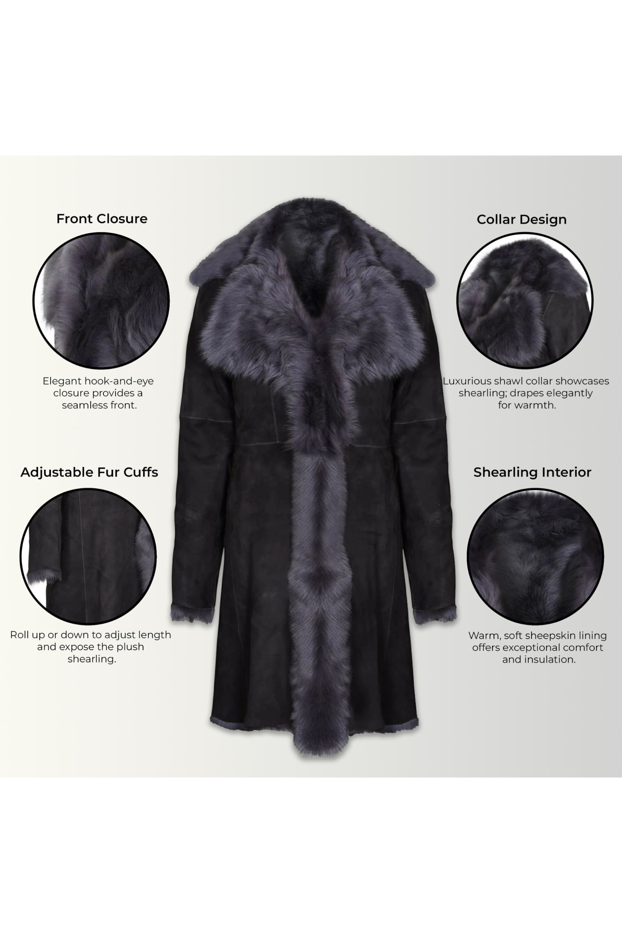 Dark Grey Toscana Sheep Suede Leather Trench Coat, Image 3 of 7