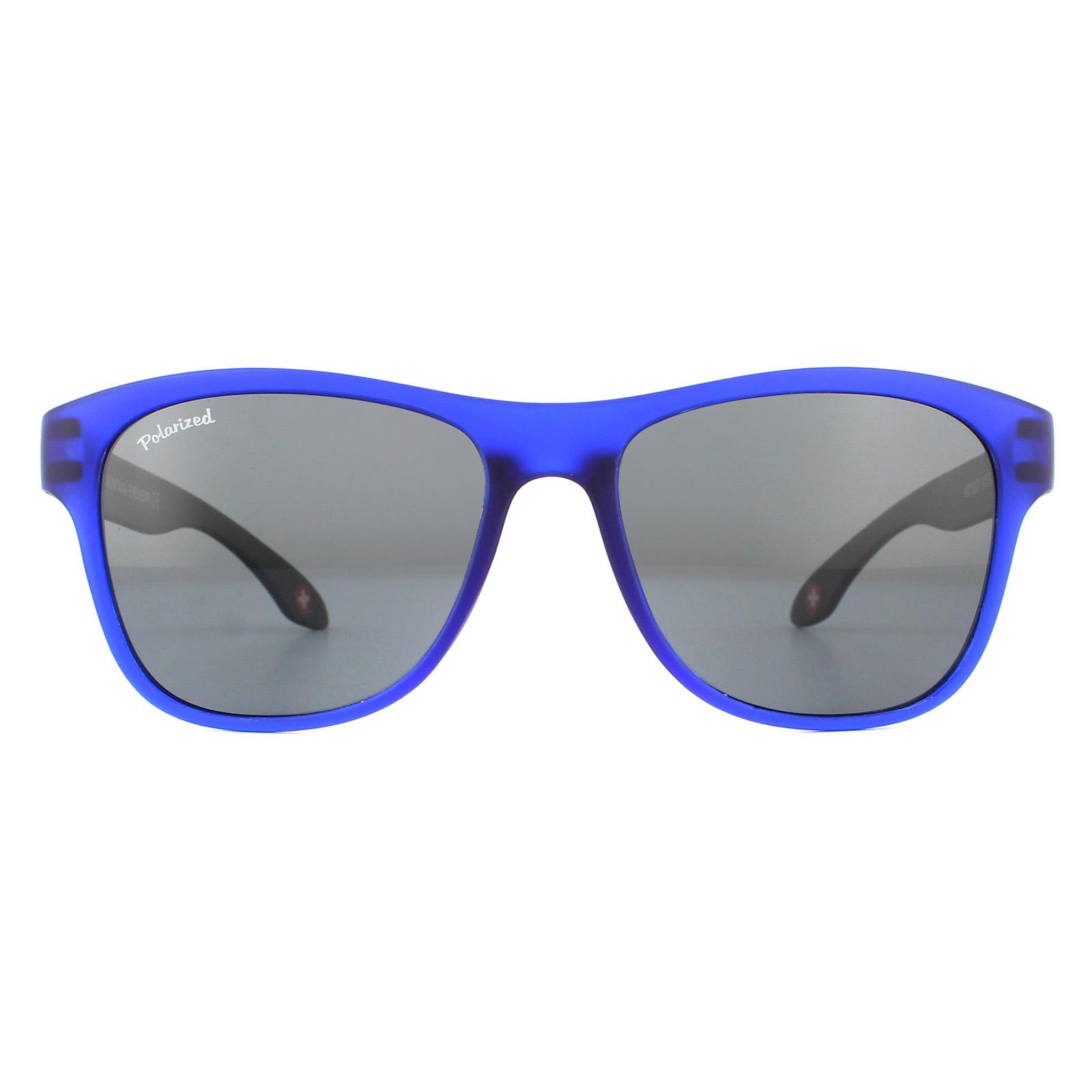 Blue Montana Blue Rectangle Blue with Black Rubbertouch Black Polarized Sunglasses, Image 1 of 4