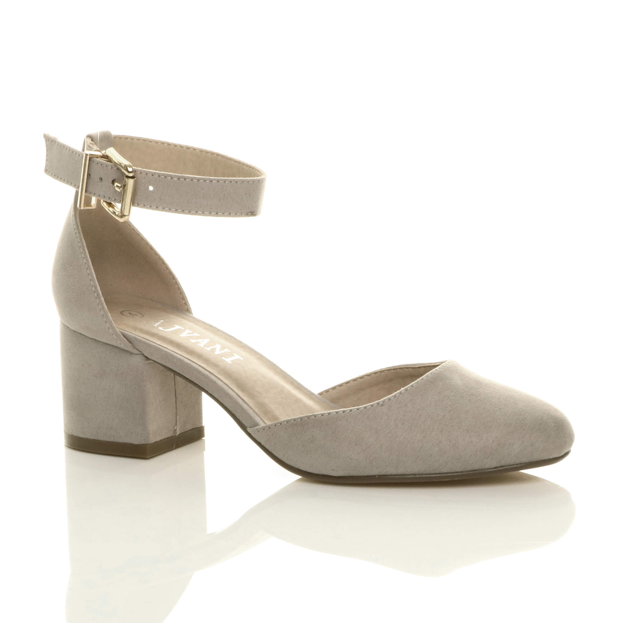 Purple Mid Block Heel Ankle Strap 2 Part Heels