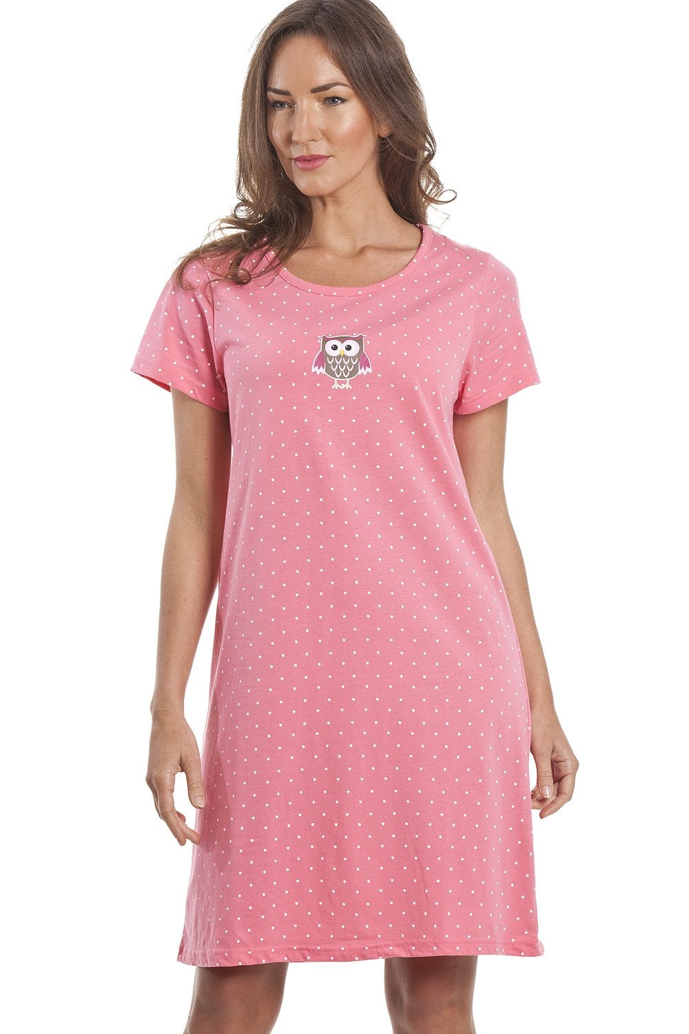 Pink Owl Print Cotton Nightdress, Image 1 of 5