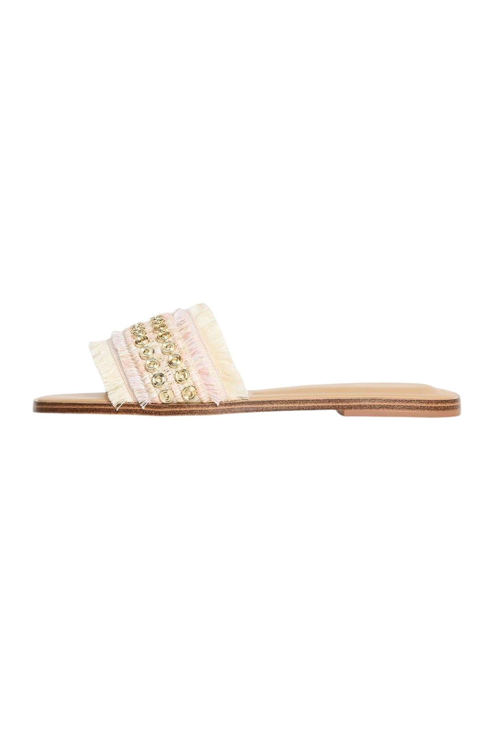 Neutral Nalani Embellished Flat Slides, Image 2 of 4