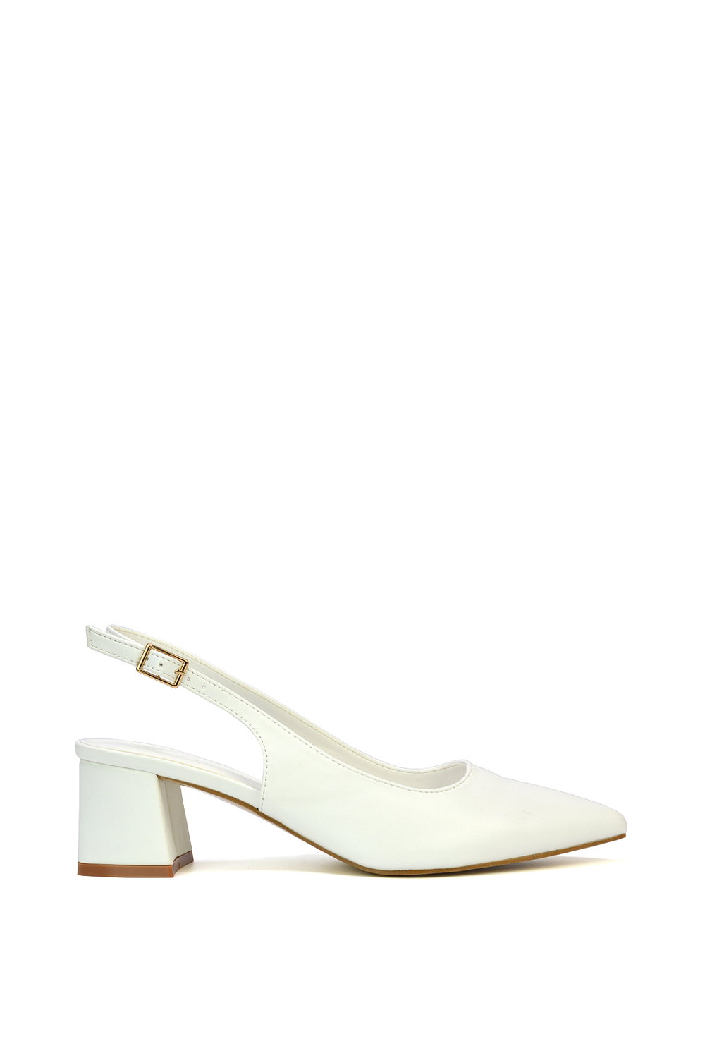 White 'Devon' Court Shoe Block Heels With Slingback