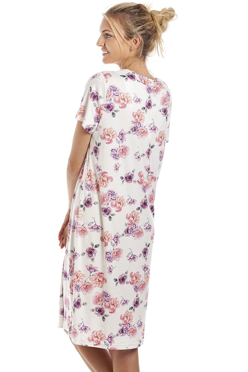 Cream Camille Lingerie Cream Lightweight Floral Print Nightdress, Image 3 of 5