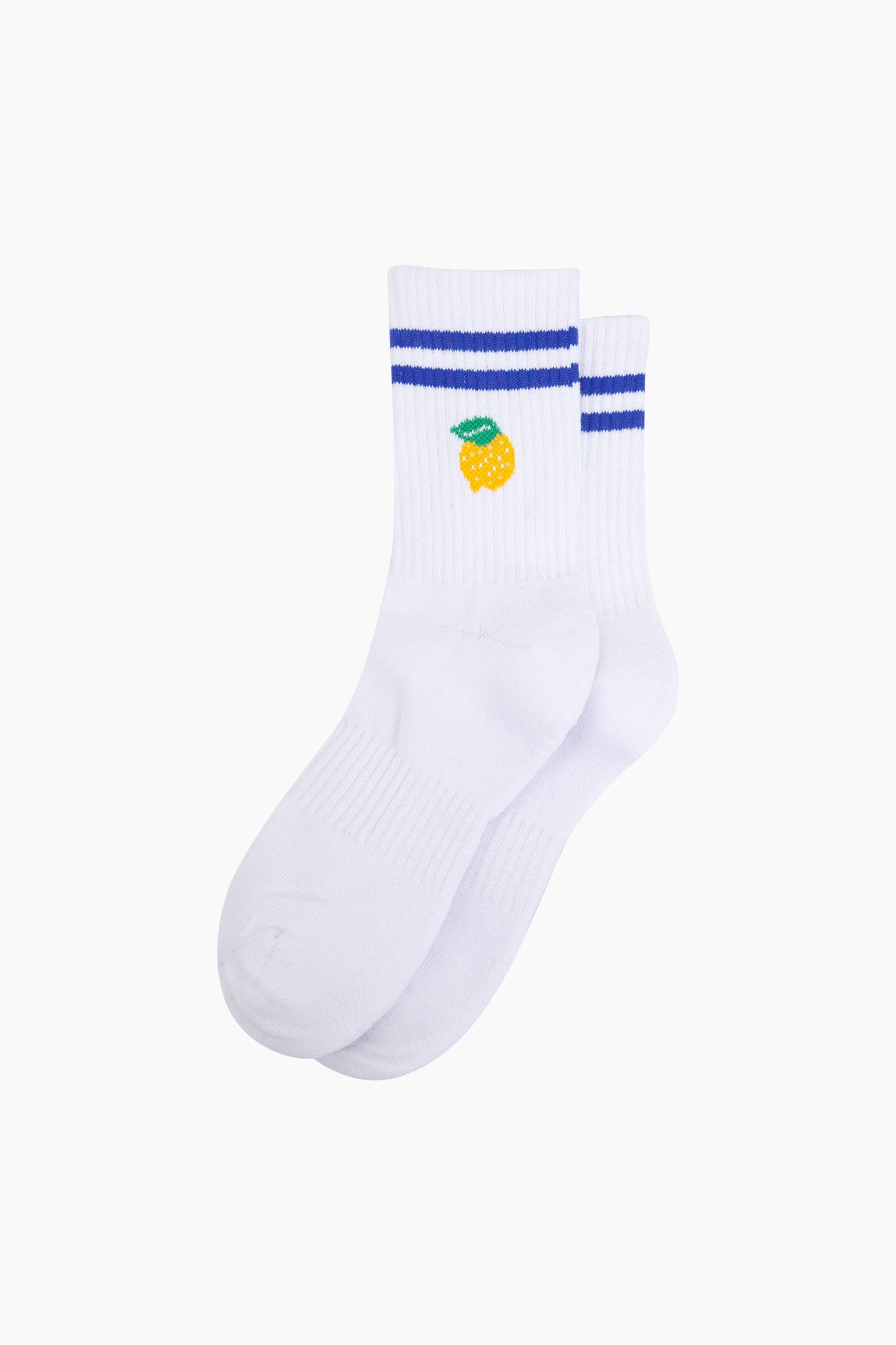White Lemon Cotton Sports Socks in White, Image 3 of 4