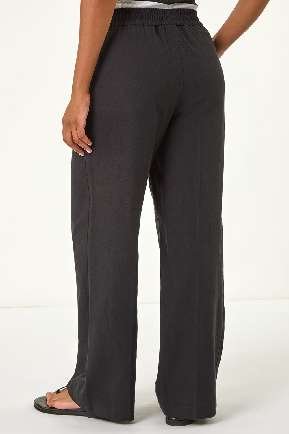 Black Smart Twill Wide Leg Pocket Trouser, Image 4 of 7