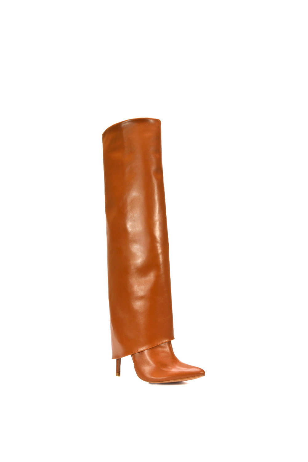 Tan XY LONDON Tan 'Shauna' Foldover Knee High Boots With Stiletto Heel, Image 2 of 6
