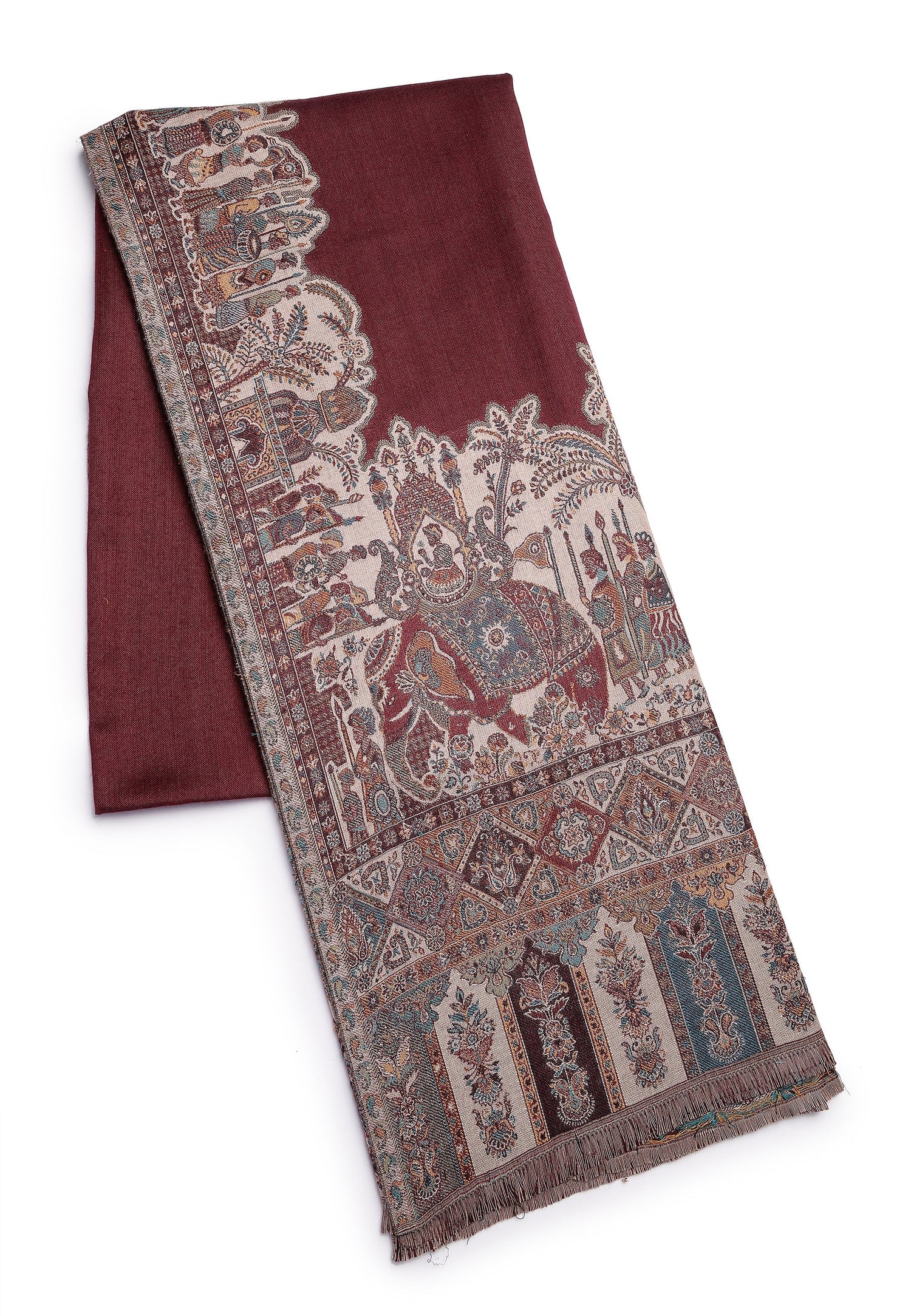 Multi Kashmiri Jamawar Scarf, Image 1 of 2