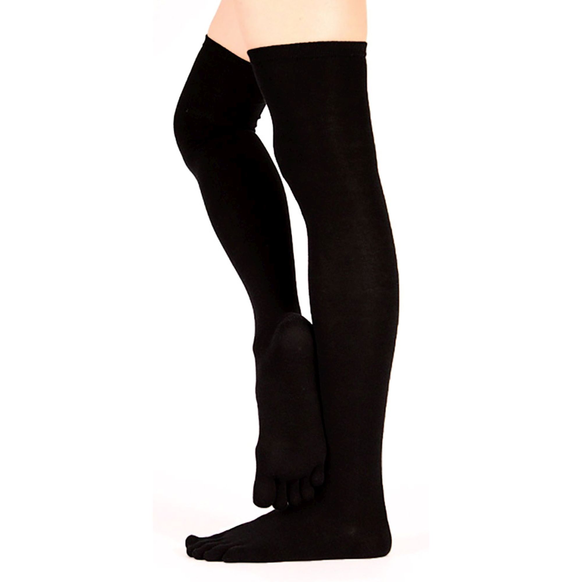 Black Over The Knee Moisture Wicking Toe Socks, Image 3 of 5