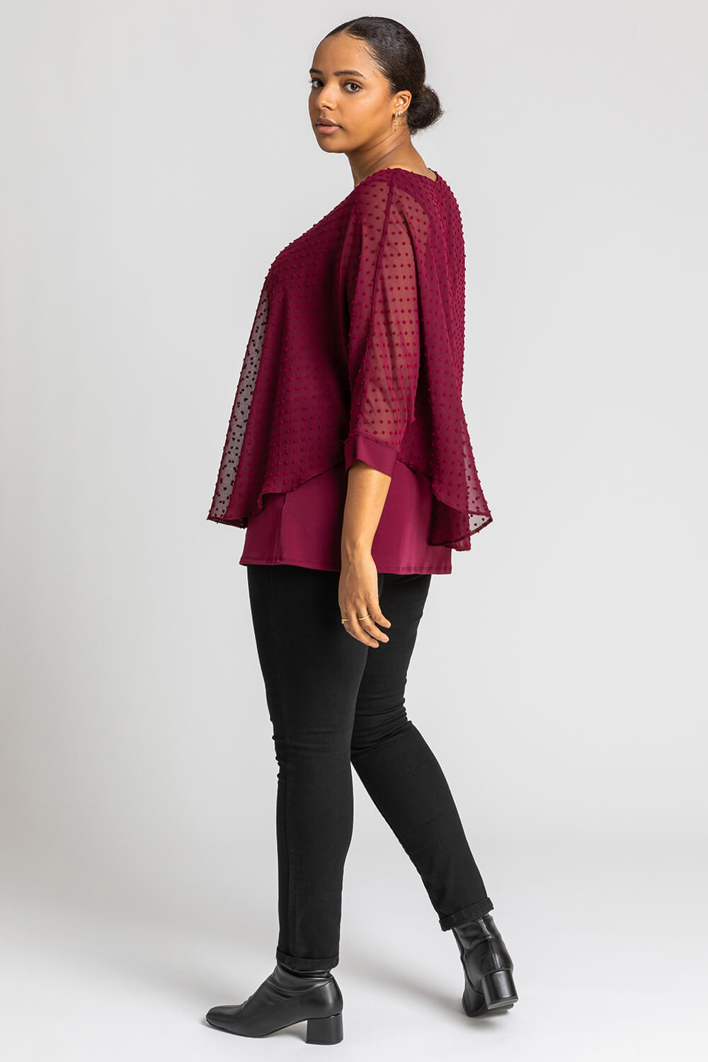 Wine Curve Textured Spot Overlay Top, Image 3 of 5