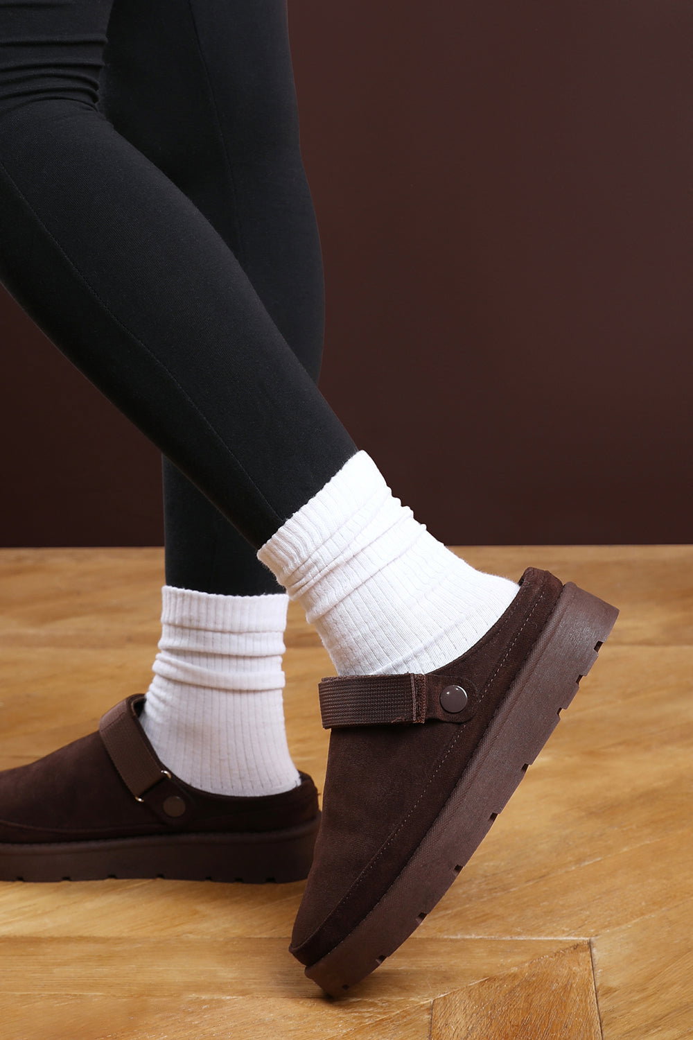 Brown 'Aurelia' Slip On Adjustable Strap Mini Boots, Image 1 of 7