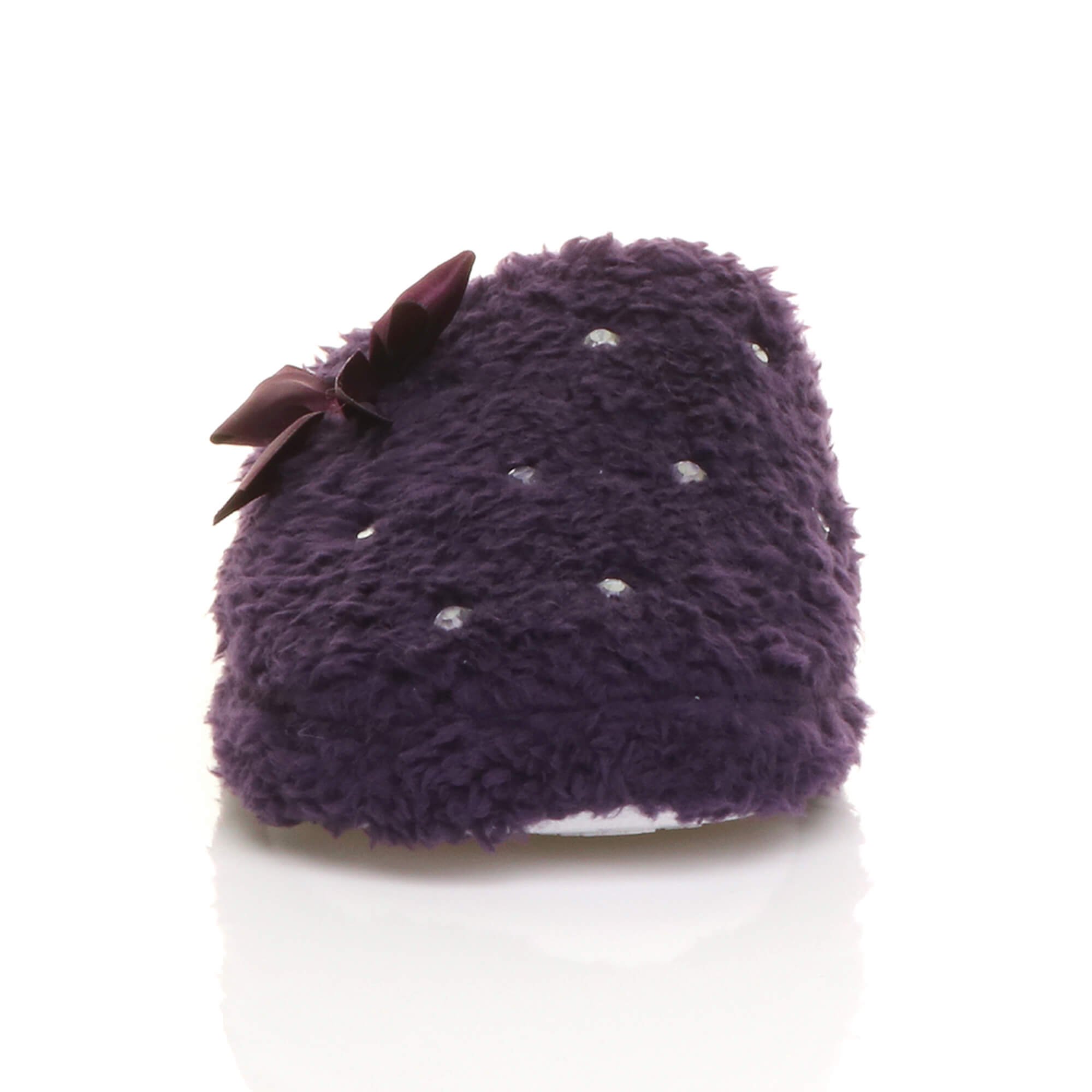 Purple Fleece Diamante Mules Slippers, Image 5 of 5