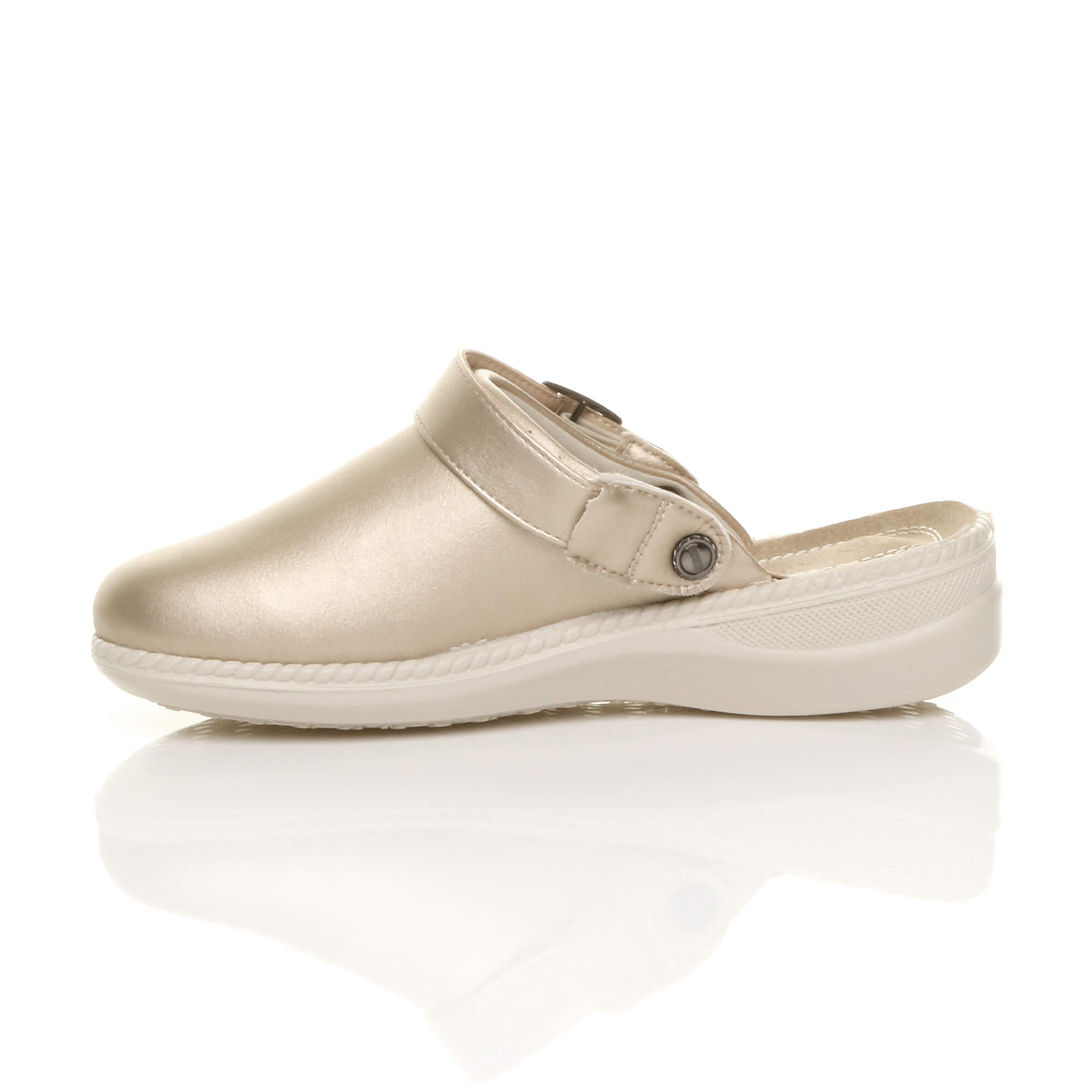 Gold AJVANI Gold Low Wedge Slingback Clogs Mules, Image 3 of 6