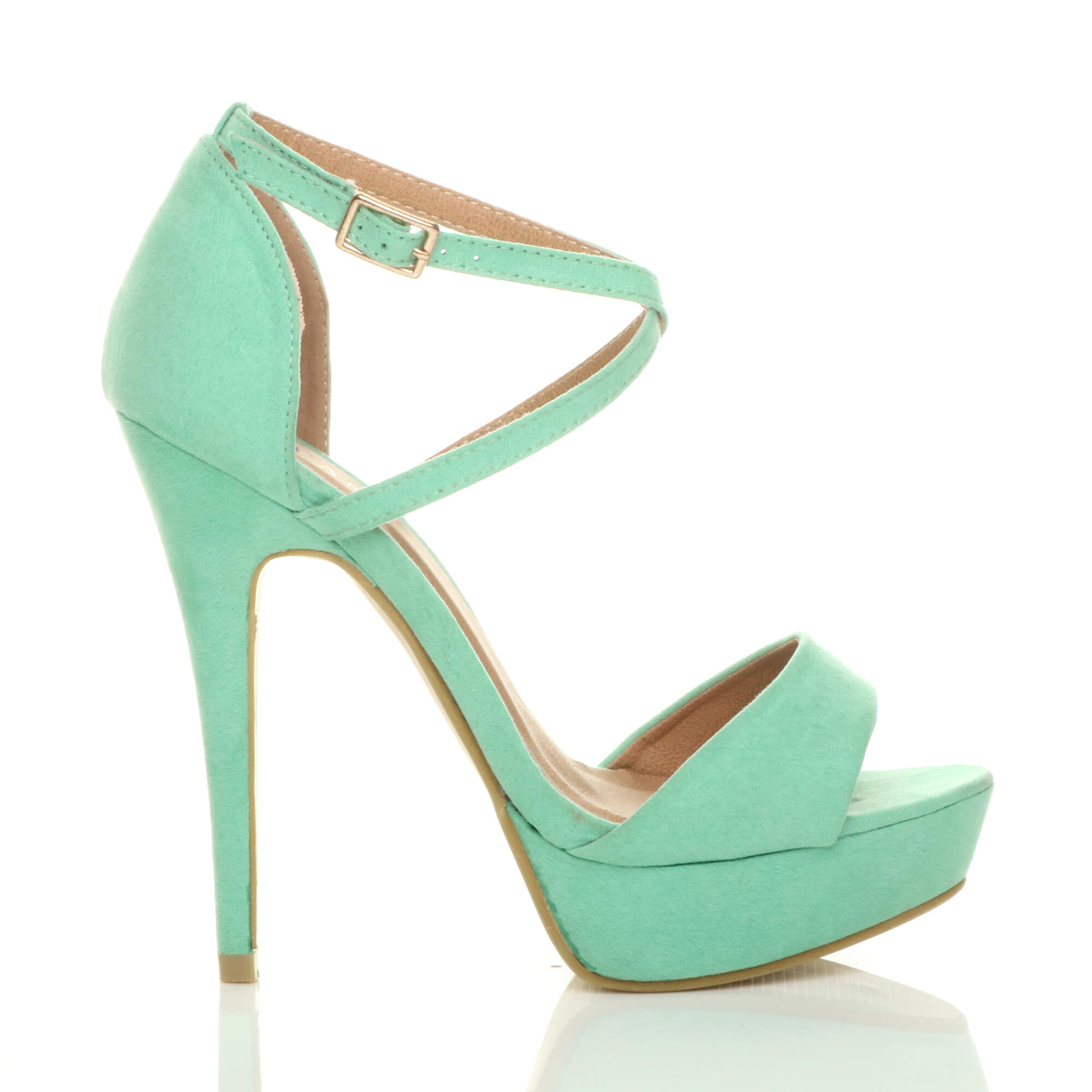 Mint AJVANI Mint High Heel Crossed Straps Platform Sandals, Image 2 of 6