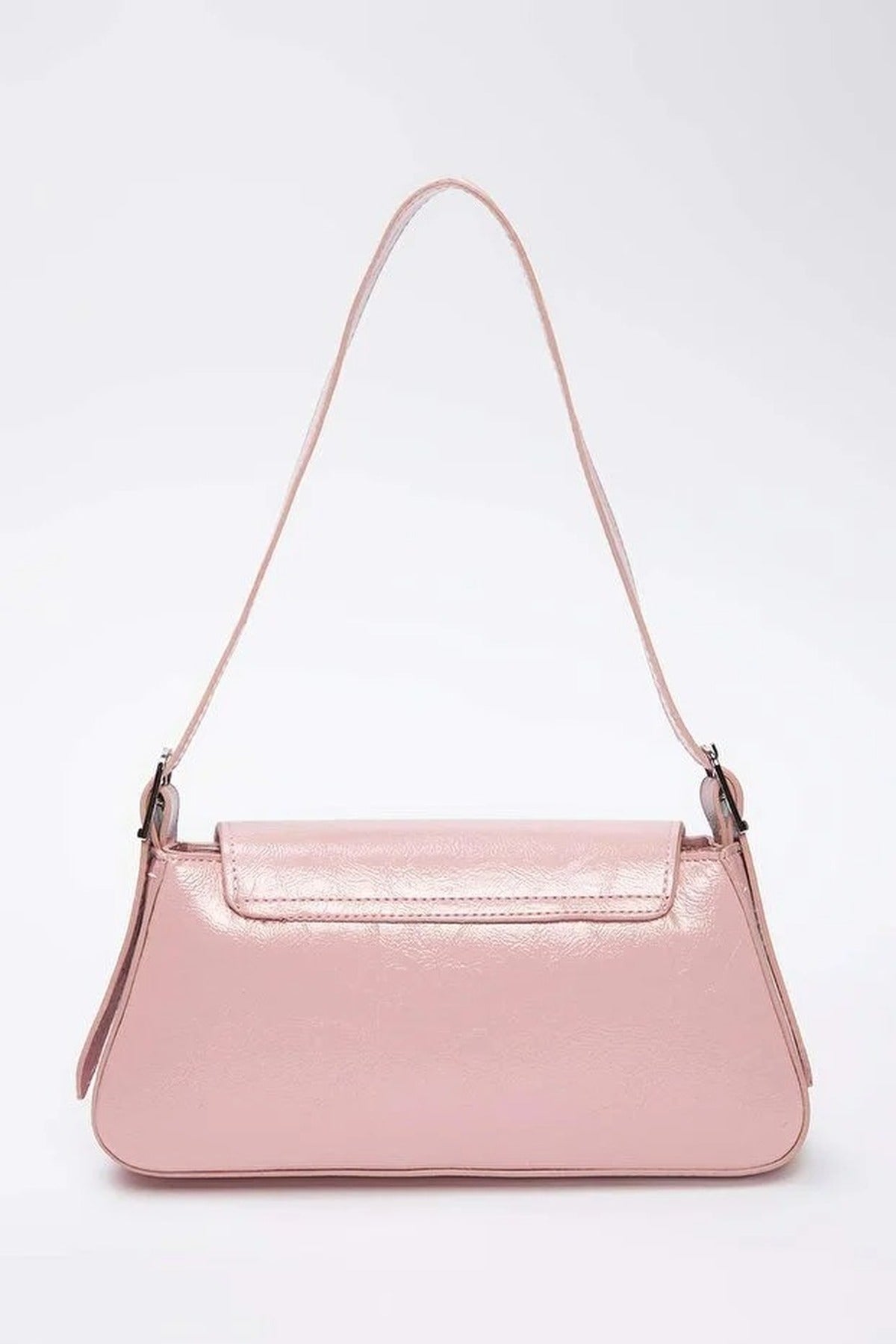 Pink WOVCOR Pink Flap Over Baguette Shoulder Bag, Image 4 of 4