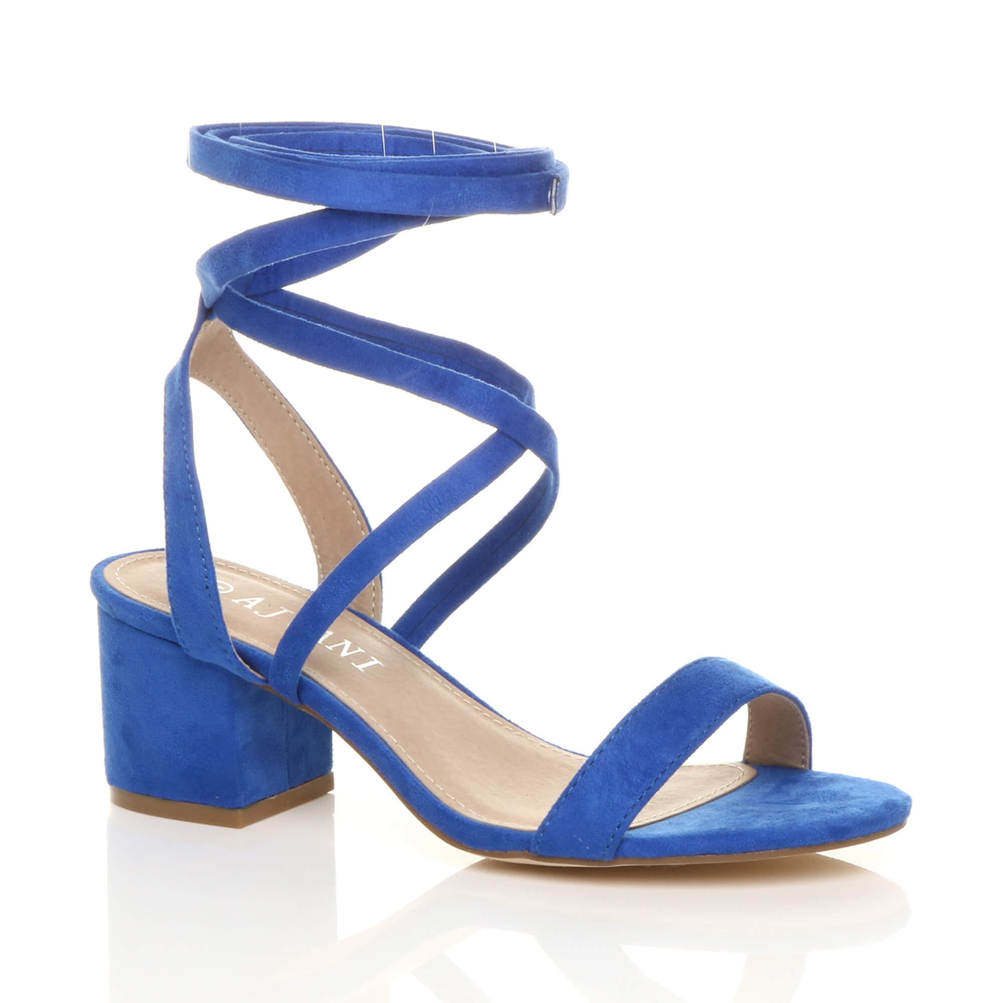 Purple Mid Block Heel Tie Up Sandals