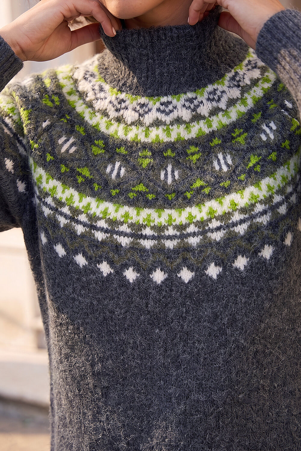 Dark Grey Fairisle Knit Jumper, Image 5 of 4