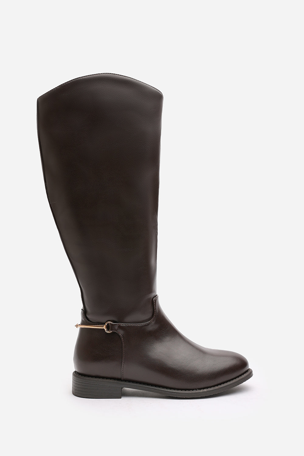 Dark Brown 'Nyla' Knee High Boots With Low Flat Heel, Image 2 of 7