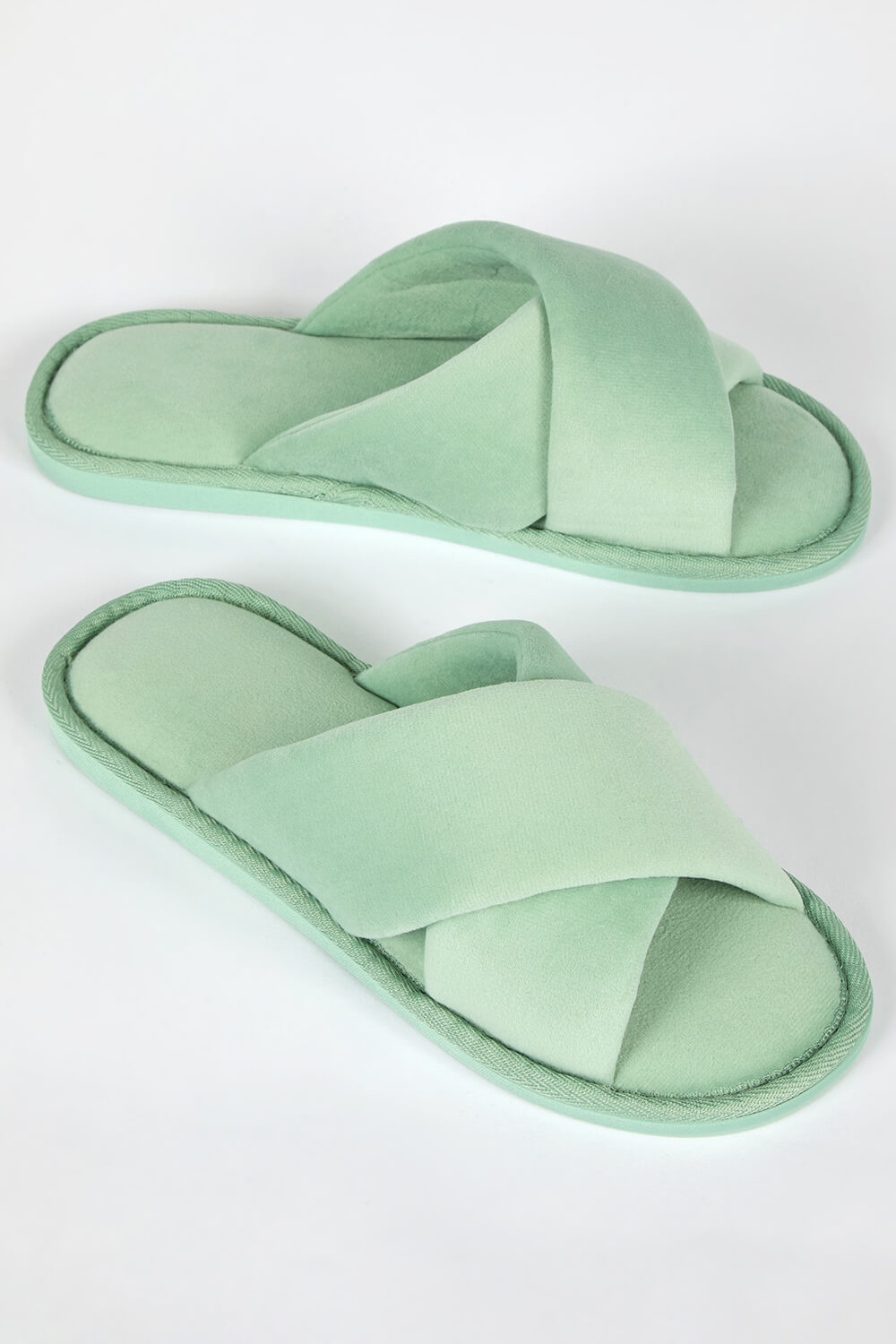 Green Cross Over Open Toe Slipper, Image 3 of 5