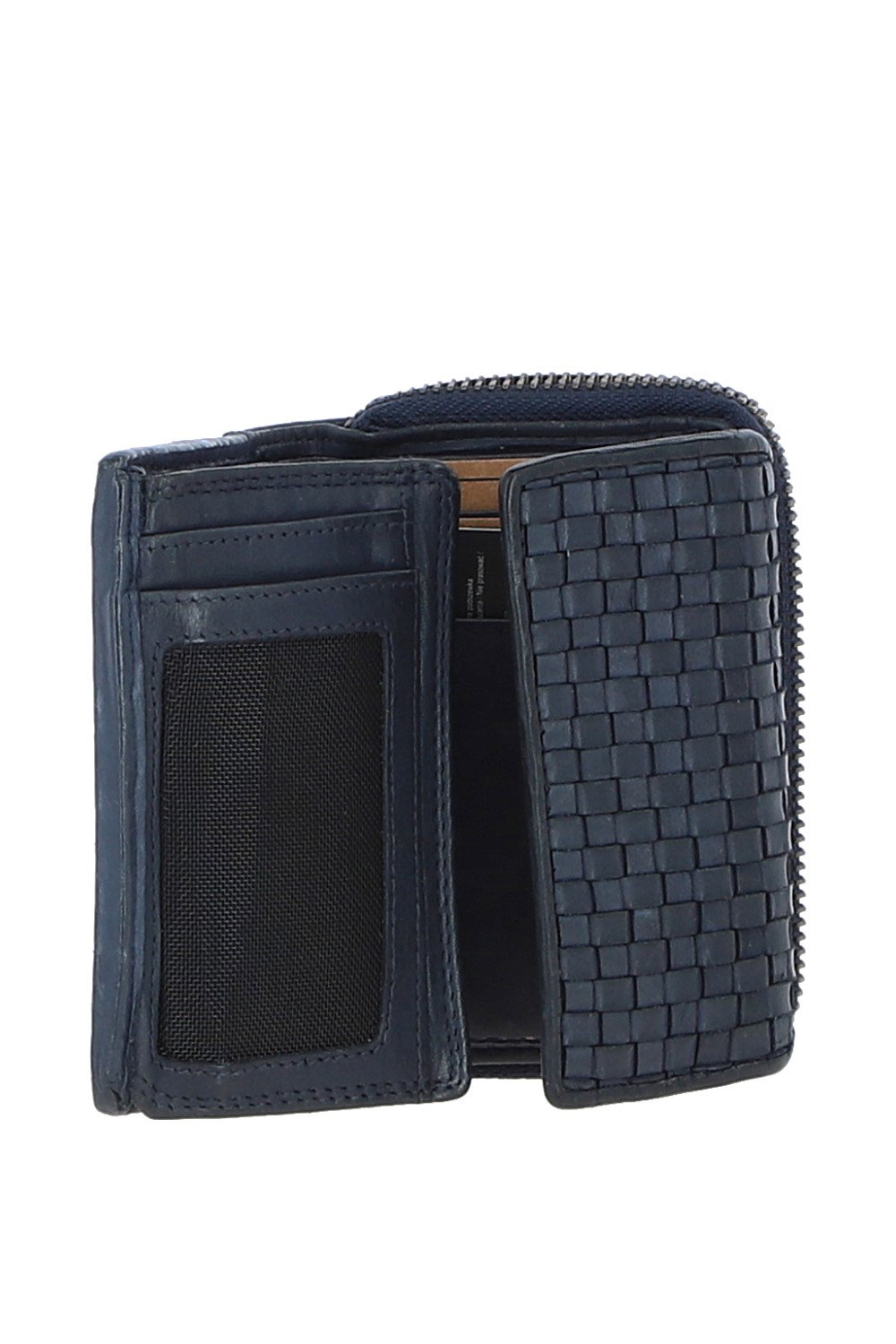Navy Vintage Woven Leather 7 Card Purse, Image 4 of 4