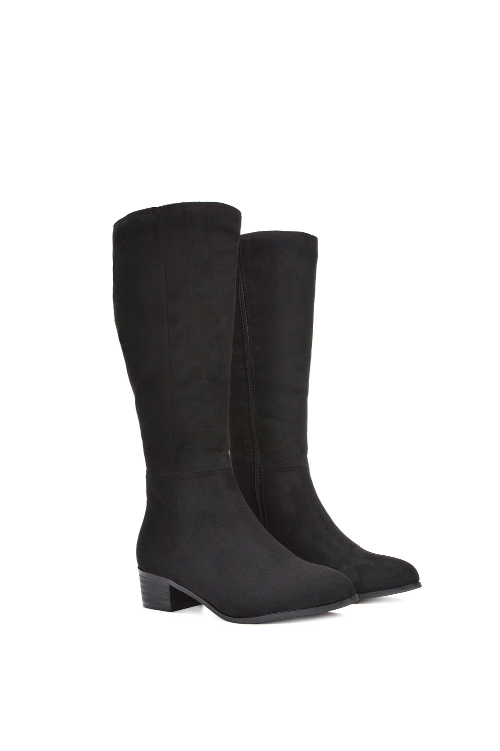 Black ‘Anne’ Knee High Boots with Low Block Heel, Image 3 of 6