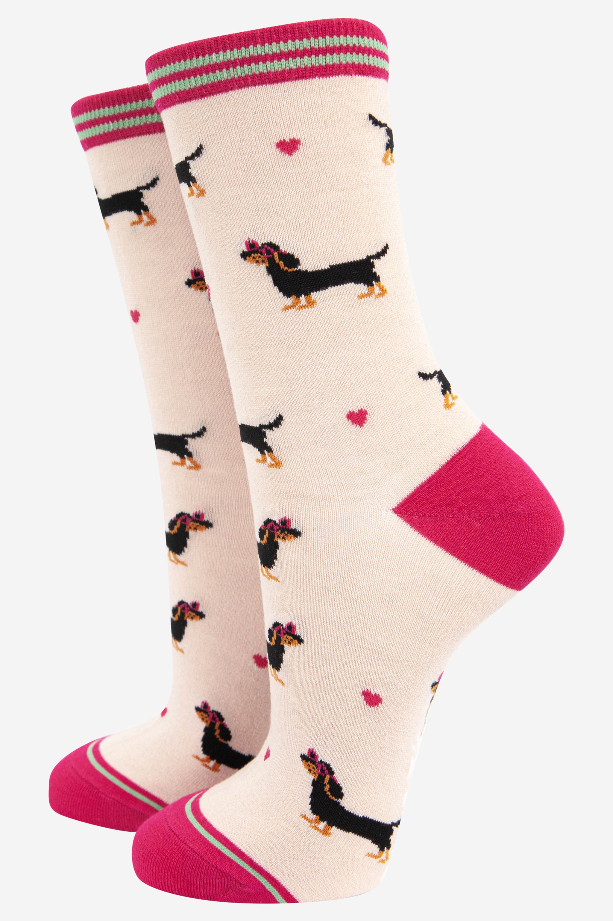 Cream Sausage Dogs Sunglasses Bamboo Socks, Image 2 of 5