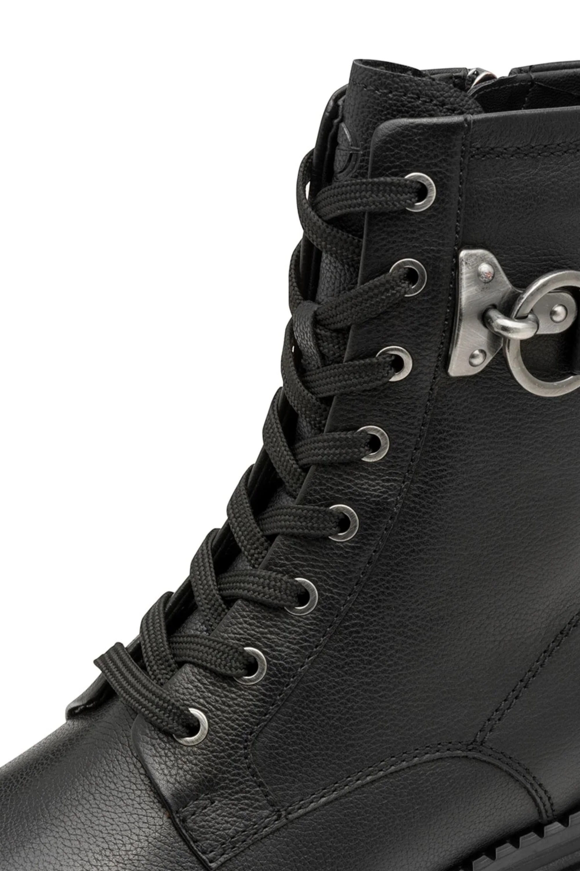 Black Tamaris Black Tamaris Womens Black Leather Combat Boot, Image 7 of 7