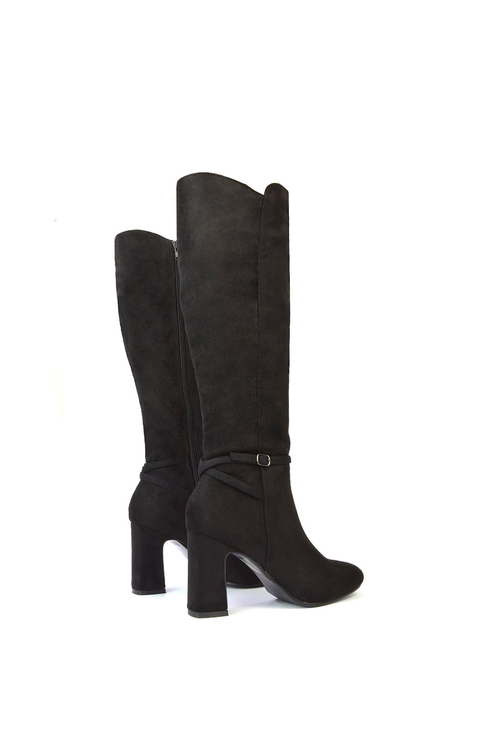 Black 'Olly' Knee High Boots With Block Mid Heel, Image 4 of 5