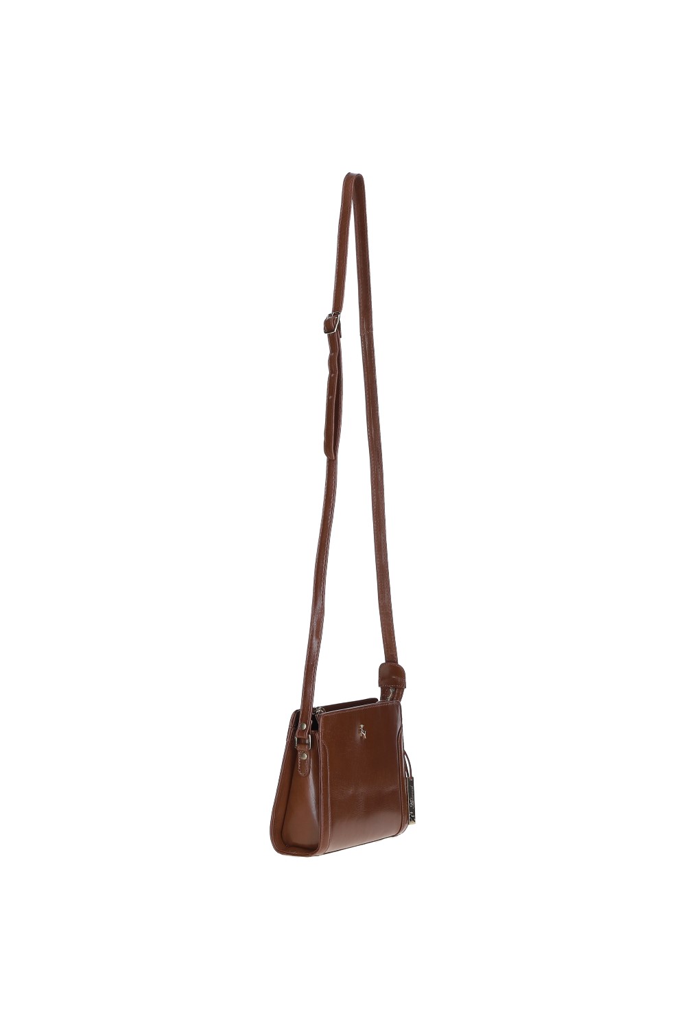 Tan Compact Real Leather Shoulder Bag, Image 3 of 5