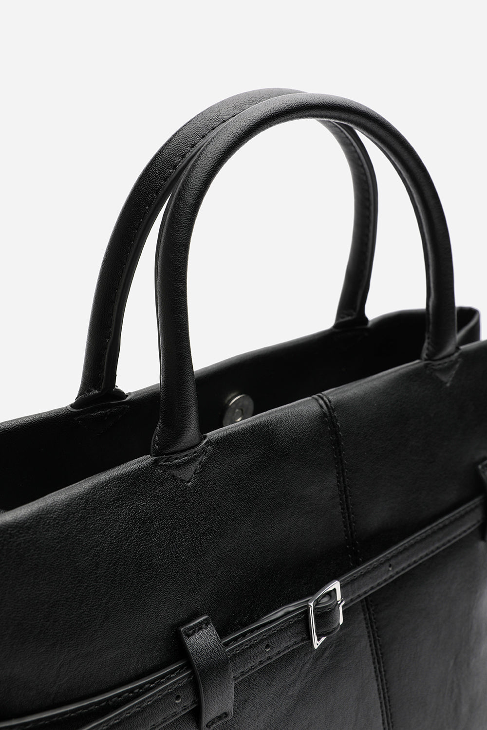 Black Flores Luxury Structured Leather Tote Bag, Image 4 of 8