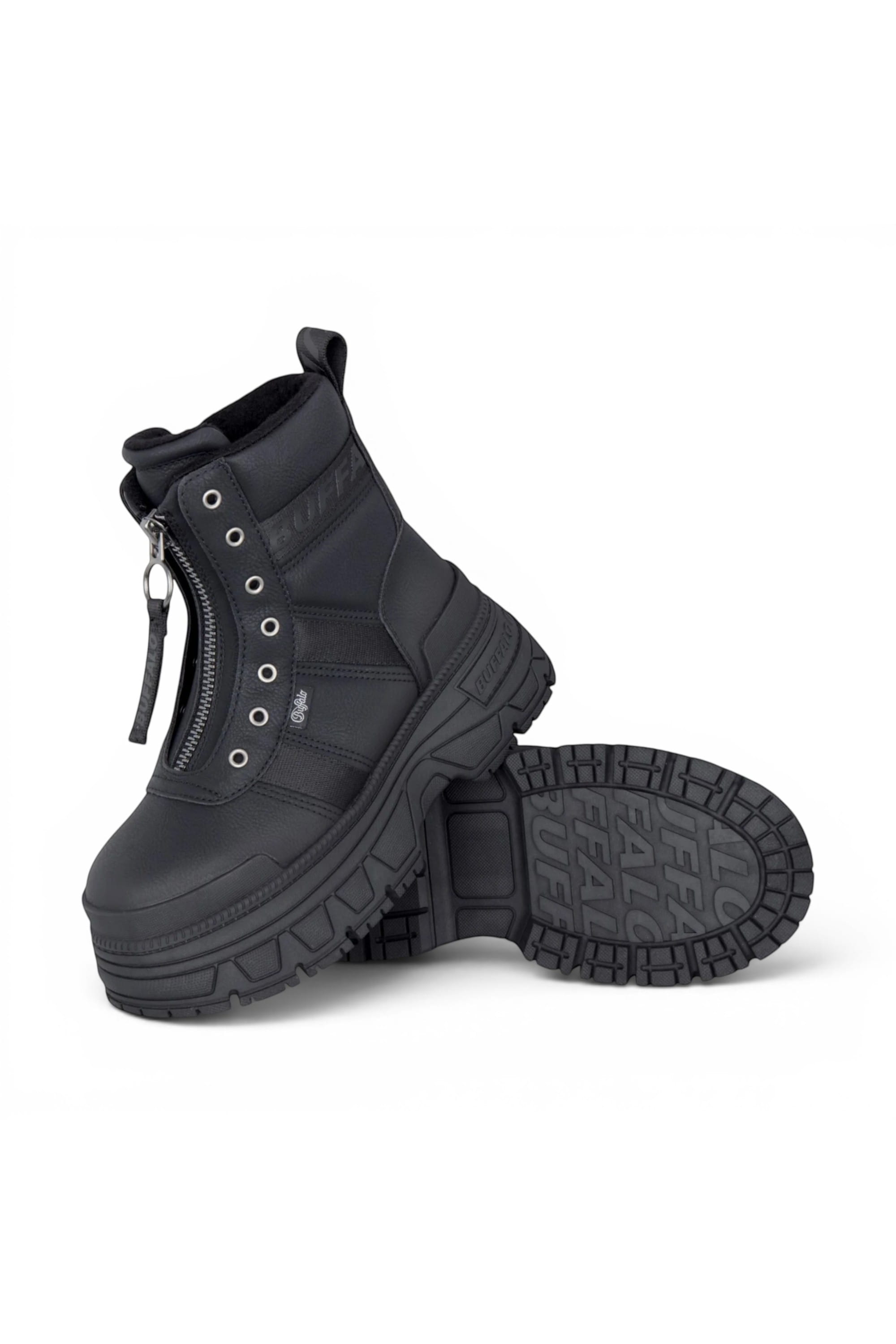 Black Womens Platform High Ankle Boots-Fusion, Image 4 of 7