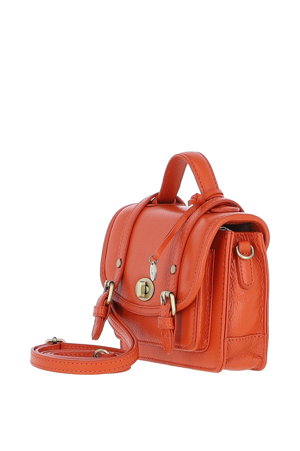Orange Stylish Real Leather Small Satchel Bag, Image 2 of 4