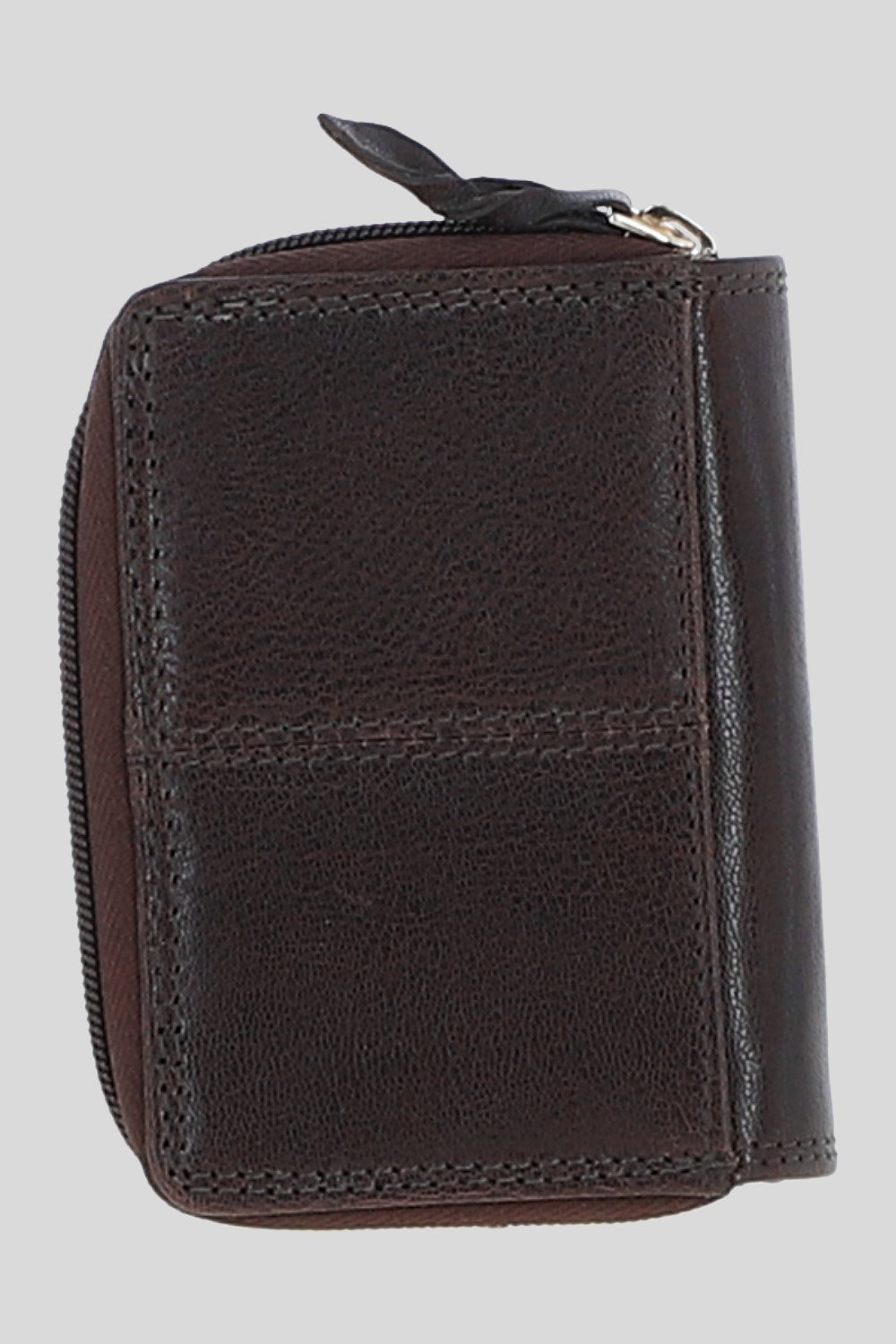 Chocolate Real Leather Compact Purse, Image 3 of 3