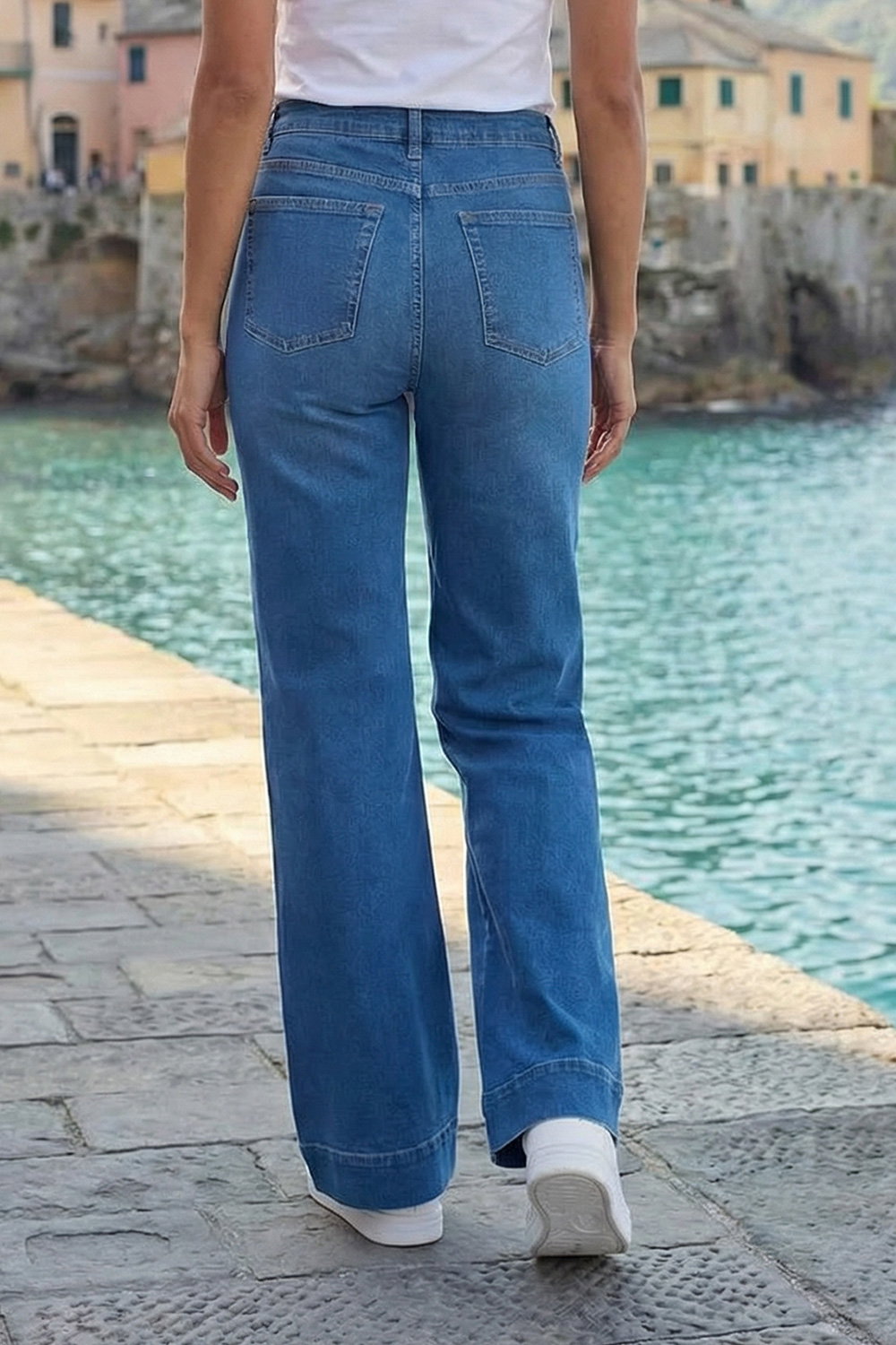 Denim Pocket Stretch Flare Jeans | Roman UK